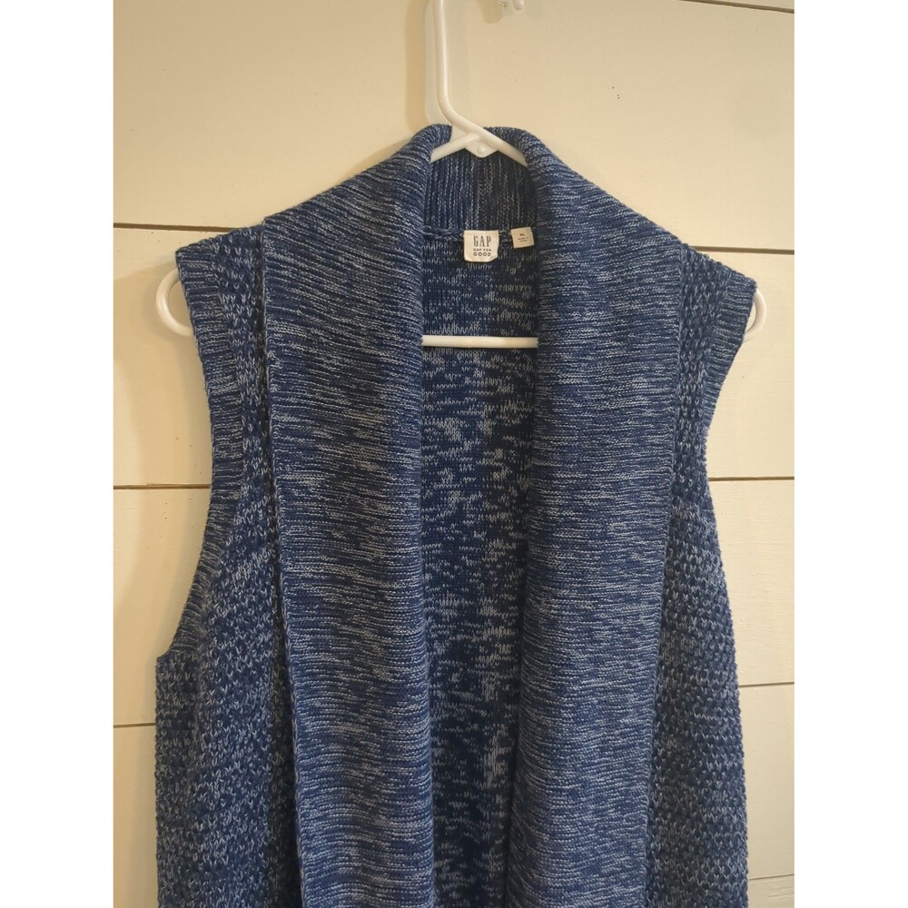 Gap blue collared cardigan sweater XL  100 % cotton sleeveless vest boho